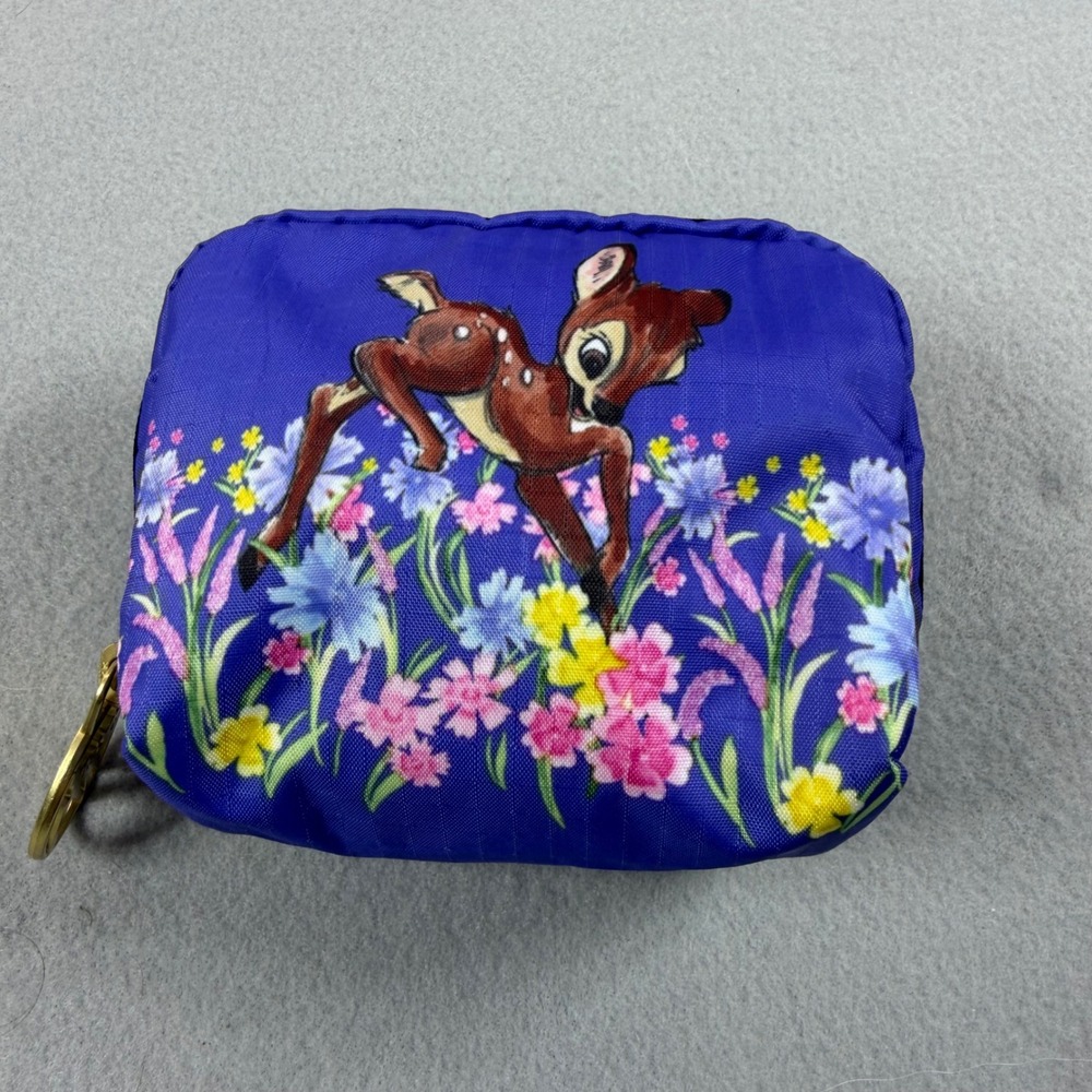 LeSportsac Disney Bambi Thumper Purple Floral Cosmetic Pouch Small Makeup Bag